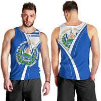 El Salvador National Flag Men Tank Top with Coat of Arms and Blue White Stripes Design - Wonder Print Shop