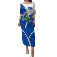 El Salvador National Flag Puletasi with Coat of Arms and Blue White Stripes Design - Wonder Print Shop