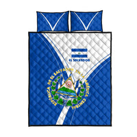 El Salvador National Flag Quilt Bed Set with Coat of Arms and Blue White Stripes Design - Wonder Print Shop