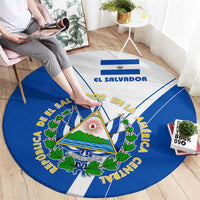 El Salvador National Flag Round Carpet with Coat of Arms and Blue White Stripes Design - Wonder Print Shop