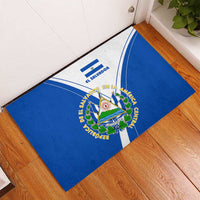 El Salvador National Flag Rubber Doormat with Coat of Arms and Blue White Stripes Design - Wonder Print Shop