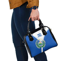 El Salvador National Flag Shoulder Handbag with Coat of Arms and Blue White Stripes Design - Wonder Print Shop