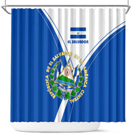 El Salvador National Flag Shower Curtain with Coat of Arms and Blue White Stripes Design - Wonder Print Shop