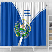 El Salvador National Flag Shower Curtain with Coat of Arms and Blue White Stripes Design - Wonder Print Shop