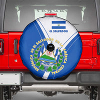 El Salvador National Flag Spare Tire Cover with Coat of Arms and Blue White Stripes Design - Wonder Print Shop