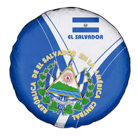 El Salvador National Flag Spare Tire Cover with Coat of Arms and Blue White Stripes Design - Wonder Print Shop