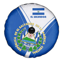 El Salvador National Flag Spare Tire Cover with Coat of Arms and Blue White Stripes Design - Wonder Print Shop