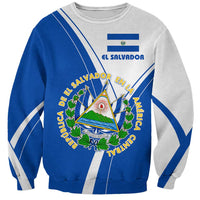 El Salvador National Flag Sweatshirt with Coat of Arms and Blue White Stripes Design - Wonder Print Shop