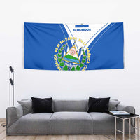 El Salvador National Flag Tapestry with Coat of Arms and Blue White Stripes Design - Wonder Print Shop