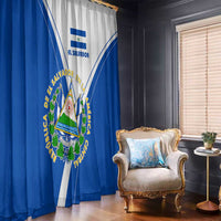 El Salvador National Flag Window Curtain with Coat of Arms and Blue White Stripes Design - Wonder Print Shop