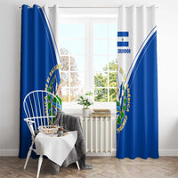 El Salvador National Flag Window Curtain with Coat of Arms and Blue White Stripes Design - Wonder Print Shop
