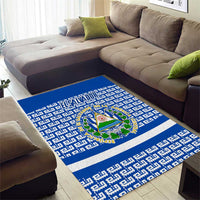 El Salvador Tribal Pattern Area Rug with National Coat of Arms and Blue White Theme - Wonder Print Shop