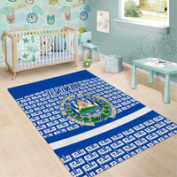 El Salvador Tribal Pattern Area Rug with National Coat of Arms and Blue White Theme - Wonder Print Shop