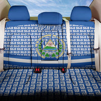 El Salvador Tribal Pattern Back Car Seat Cover with National Coat of Arms and Blue White Theme - Wonder Print Shop