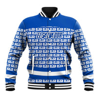 El Salvador Tribal Pattern Baseball Jacket with National Coat of Arms and Blue White Theme - Wonder Print Shop
