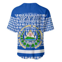 El Salvador Tribal Pattern Baseball Jersey with National Coat of Arms and Blue White Theme - Wonder Print Shop