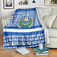 El Salvador Tribal Pattern Blanket with National Coat of Arms and Blue White Theme - Wonder Print Shop
