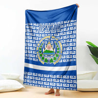 El Salvador Tribal Pattern Blanket with National Coat of Arms and Blue White Theme - Wonder Print Shop