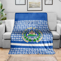 El Salvador Tribal Pattern Blanket with National Coat of Arms and Blue White Theme - Wonder Print Shop