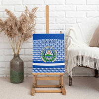 El Salvador Tribal Pattern Canvas Wall Art with National Coat of Arms and Blue White Theme - Wonder Print Shop