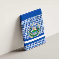 El Salvador Tribal Pattern Canvas Wall Art with National Coat of Arms and Blue White Theme - Wonder Print Shop