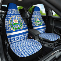El Salvador Tribal Pattern Car Seat Cover with National Coat of Arms and Blue White Theme - Wonder Print Shop