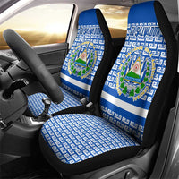 El Salvador Tribal Pattern Car Seat Cover with National Coat of Arms and Blue White Theme - Wonder Print Shop