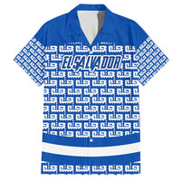 El Salvador Tribal Pattern Family Matching Long Sleeve Bodycon Dress and Hawaiian Shirt with National Coat of Arms and Blue White Theme - Wonder Print Shop