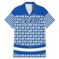 El Salvador Tribal Pattern Family Matching Mermaid Dress and Hawaiian Shirt with National Coat of Arms and Blue White Theme - Wonder Print Shop