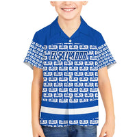 El Salvador Tribal Pattern Family Matching Mermaid Dress and Hawaiian Shirt with National Coat of Arms and Blue White Theme - Wonder Print Shop