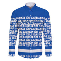 El Salvador Tribal Pattern Family Matching Puletasi and Hawaiian Shirt with National Coat of Arms and Blue White Theme - Wonder Print Shop