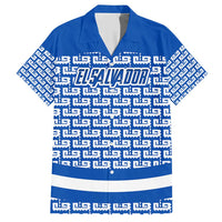 El Salvador Tribal Pattern Family Matching Short Sleeve Bodycon Dress and Hawaiian Shirt with National Coat of Arms and Blue White Theme - Wonder Print Shop