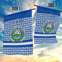 El Salvador Tribal Pattern Garden Flag with National Coat of Arms and Blue White Theme - Wonder Print Shop