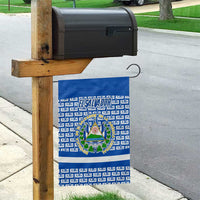 El Salvador Tribal Pattern Garden Flag with National Coat of Arms and Blue White Theme - Wonder Print Shop