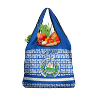 El Salvador Tribal Pattern Grocery Bag with National Coat of Arms and Blue White Theme - Wonder Print Shop