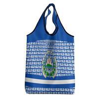 El Salvador Tribal Pattern Grocery Bag with National Coat of Arms and Blue White Theme - Wonder Print Shop