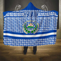 El Salvador Tribal Pattern Hooded Blanket with National Coat of Arms and Blue White Theme - Wonder Print Shop