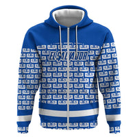 El Salvador Tribal Pattern Hoodie with National Coat of Arms and Blue White Theme - Wonder Print Shop