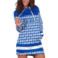 El Salvador Tribal Pattern Hoodie Dress with National Coat of Arms and Blue White Theme - Wonder Print Shop