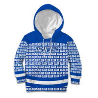 El Salvador Tribal Pattern Kid Hoodie with National Coat of Arms and Blue White Theme - Wonder Print Shop
