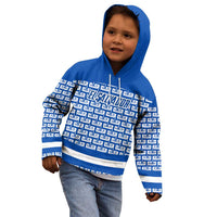 El Salvador Tribal Pattern Kid Hoodie with National Coat of Arms and Blue White Theme - Wonder Print Shop