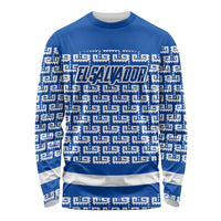 El Salvador Tribal Pattern Long Sleeve Shirt with National Coat of Arms and Blue White Theme - Wonder Print Shop