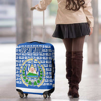 El Salvador Tribal Pattern Luggage Cover with National Coat of Arms and Blue White Theme - Wonder Print Shop