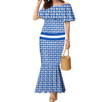 El Salvador Tribal Pattern Mermaid Dress with National Coat of Arms and Blue White Theme - Wonder Print Shop