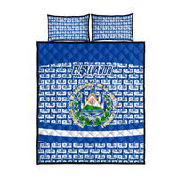 El Salvador Tribal Pattern Quilt Bed Set with National Coat of Arms and Blue White Theme - Wonder Print Shop