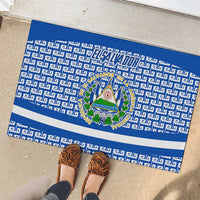 El Salvador Tribal Pattern Rubber Doormat with National Coat of Arms and Blue White Theme - Wonder Print Shop