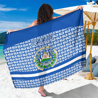 El Salvador Tribal Pattern Sarong with National Coat of Arms and Blue White Theme - Wonder Print Shop