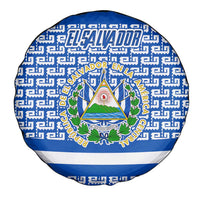 El Salvador Tribal Pattern Spare Tire Cover with National Coat of Arms and Blue White Theme - Wonder Print Shop