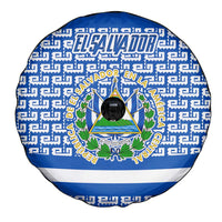 El Salvador Tribal Pattern Spare Tire Cover with National Coat of Arms and Blue White Theme - Wonder Print Shop