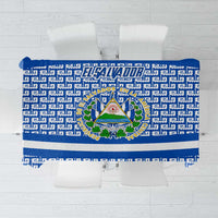 El Salvador Tribal Pattern Tablecloth with National Coat of Arms and Blue White Theme - Wonder Print Shop